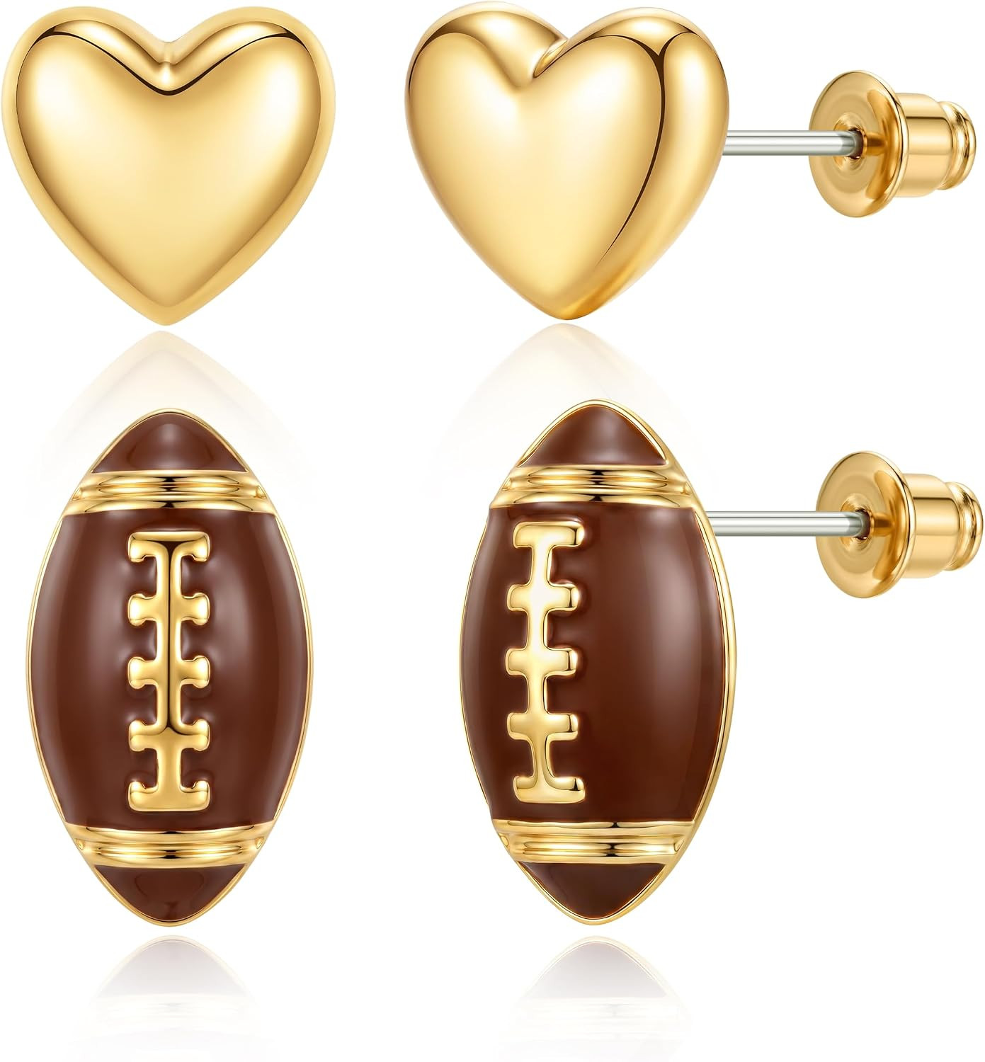 2 Pairs Sport Earrings for Women Hypoallergenic Heart Studs Basketball Softball Football Volleyball Soccer Earrings Set Sports Themed Accessories Jewelry Gifts for Coach Players Teammate Mom | Amazon (US)