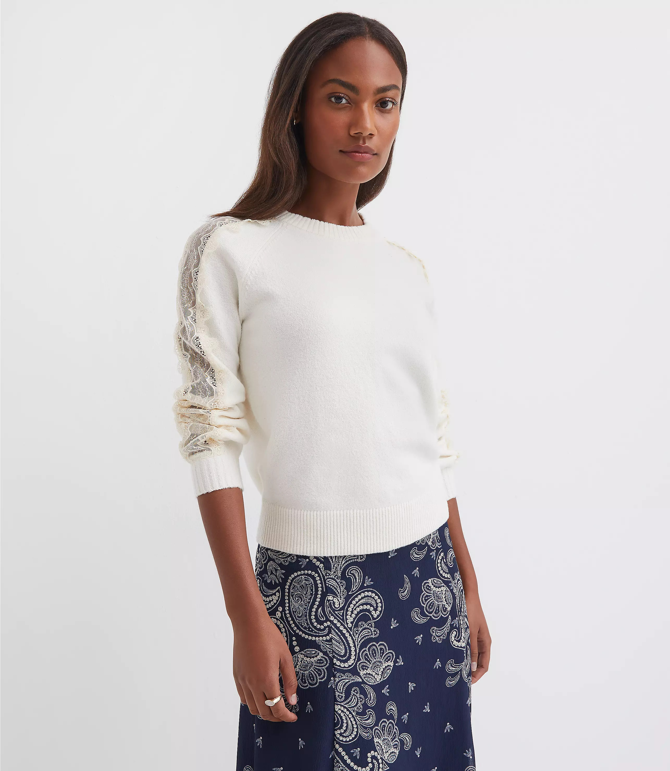 Lace Sleeve Sweater | LOFT