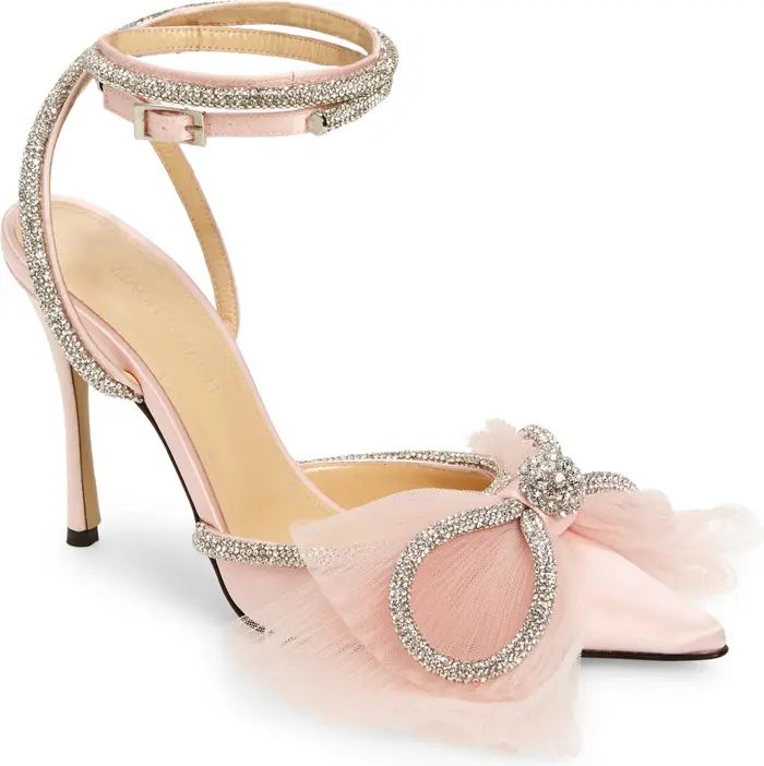 Mach & Mach Double Crystal & Tulle Bow Satin Pump | Nordstrom | Nordstrom