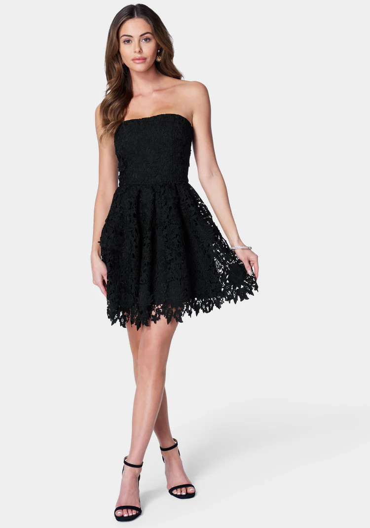 Strapless Lace Cupcake Dress | Bebe