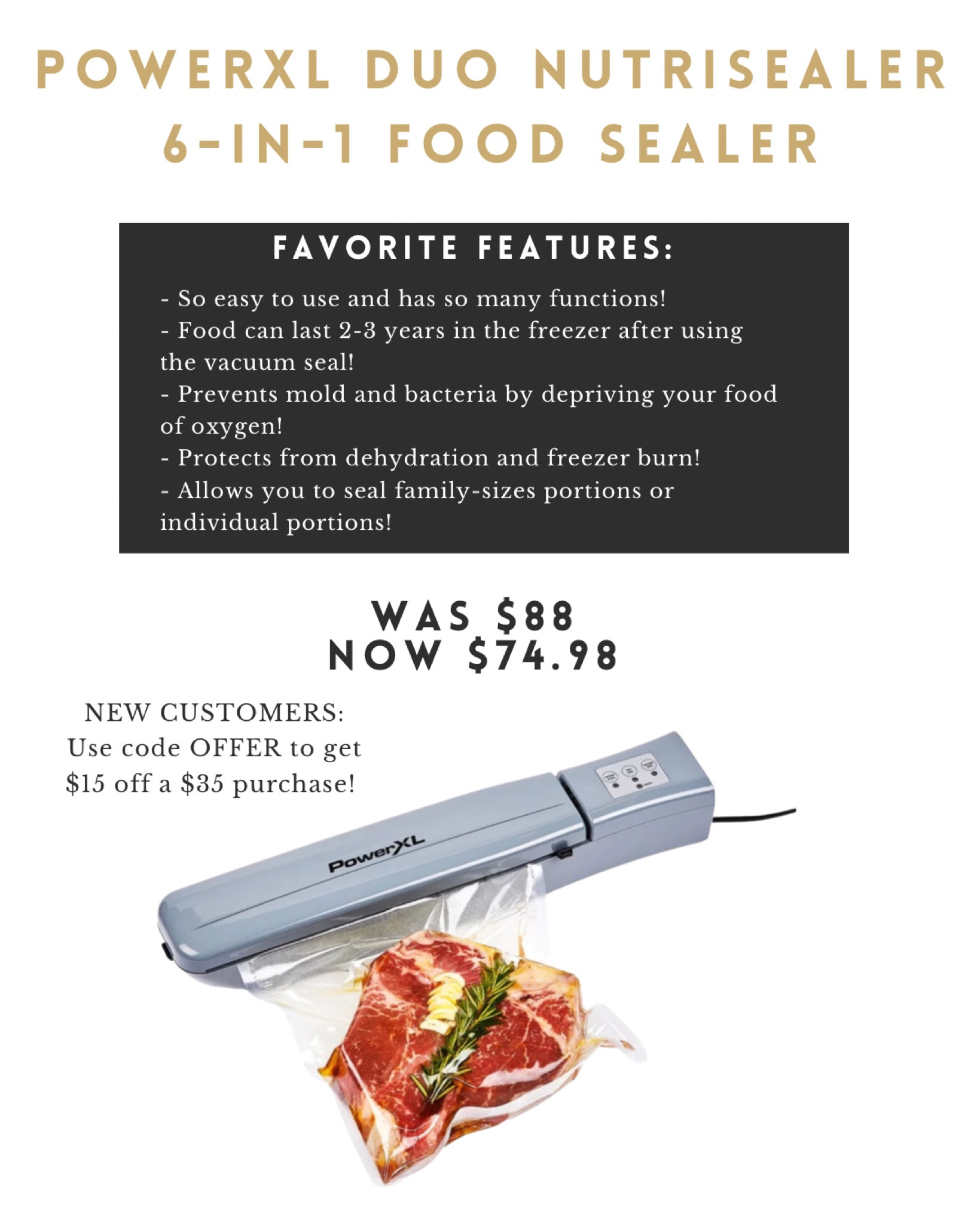 PowerXL Duo NutriSealer Food Vacuum Sealer