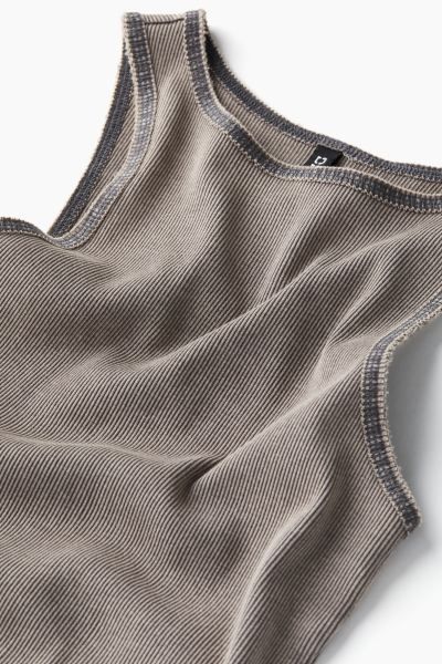 Ribbed vest top - Dark grey/Washed - Ladies | H&M GB | H&M (UK, MY, IN, SG, PH, TW, HK)