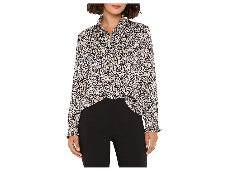 NIC+ZOE Little Leopard Top Women's Clothing Neutral : XS, Chiffon/Polyester/Satin | Zappos