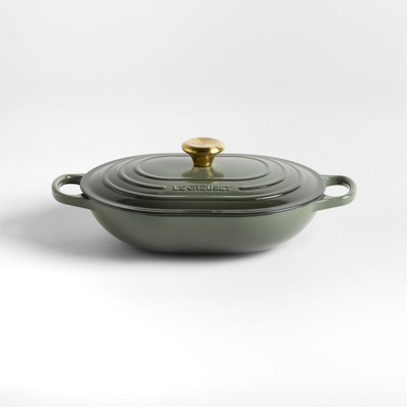 Le Creuset 3.75-Qt. Thyme Enameled Cast Iron Covered Oval Casserole Dish + Reviews | Crate & Barr... | Crate & Barrel