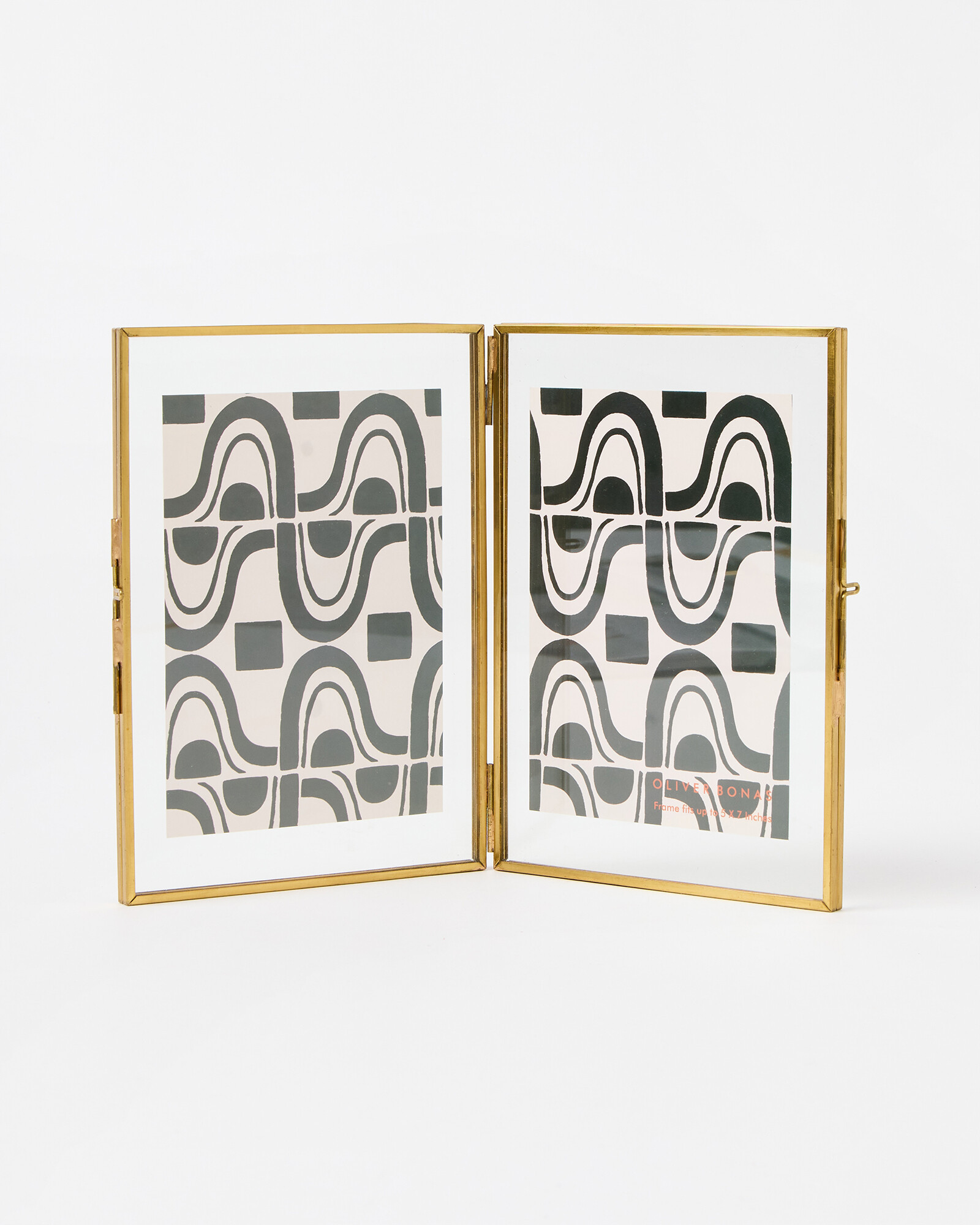 Gold & Glass Double Portrait Photo Frame 5x7" | Oliver Bonas | Oliver Bonas (Global)