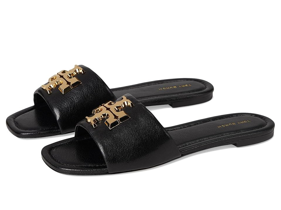 Tory Burch Eleanor Slides Women's Shoes Perfect Black/Gold : 6.5 M, Leather | Zappos