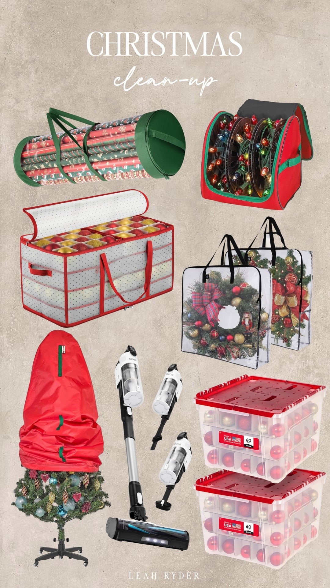 These Christmas clean-up essentials make post-holiday organizing faster, easier, and far less overwhelming. From ornament storage boxes and wreath bags to tree storage and light organizers, these solutions help protect your holiday decor year after year. If you’re looking for smart Christmas storage ideas to save space and reduce clutter, these picks are practical and durable. Perfect for anyone tackling after-Christmas organization, seasonal storage, or holiday clean-up at home.

#LTKSeasonal #LTKHome #LTKHoliday