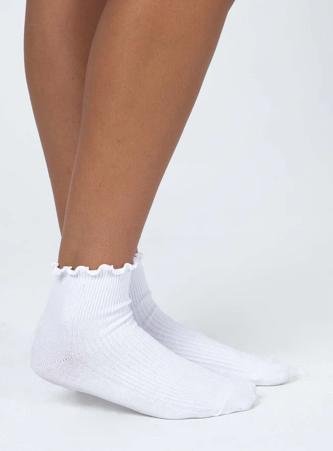 Ribbed Ruffle Socks White | Princess Polly US