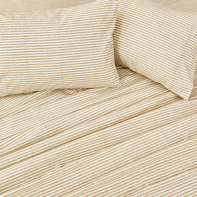 Great Bay Home Striped Microfiber Wrinkle Resistant Sheet Set (King, Light Taupe) | Target