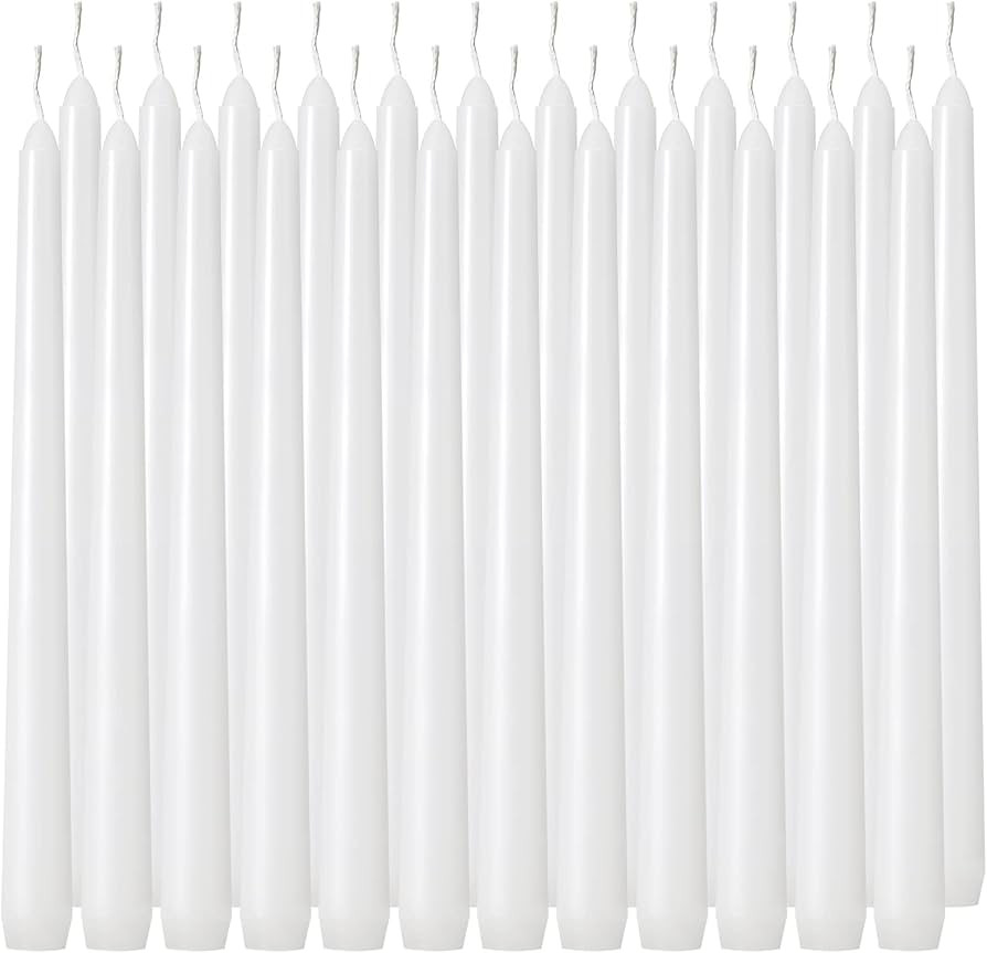 Tuyai 24 Pack Tall White Taper Candles, 10 inch (H) Dripless, Unscented Dinner Candle, Smokeless ... | Amazon (US)