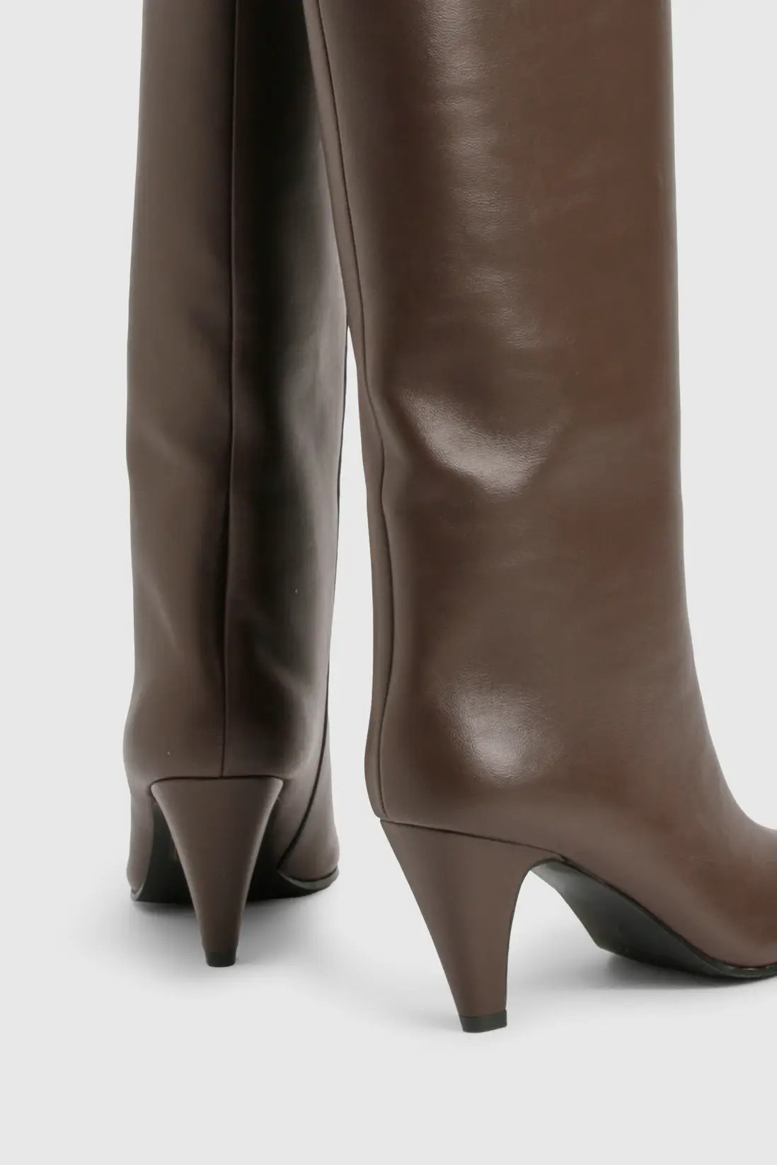 Curved Heel Knee High Column Boots | Boohoo.com (UK & IE)