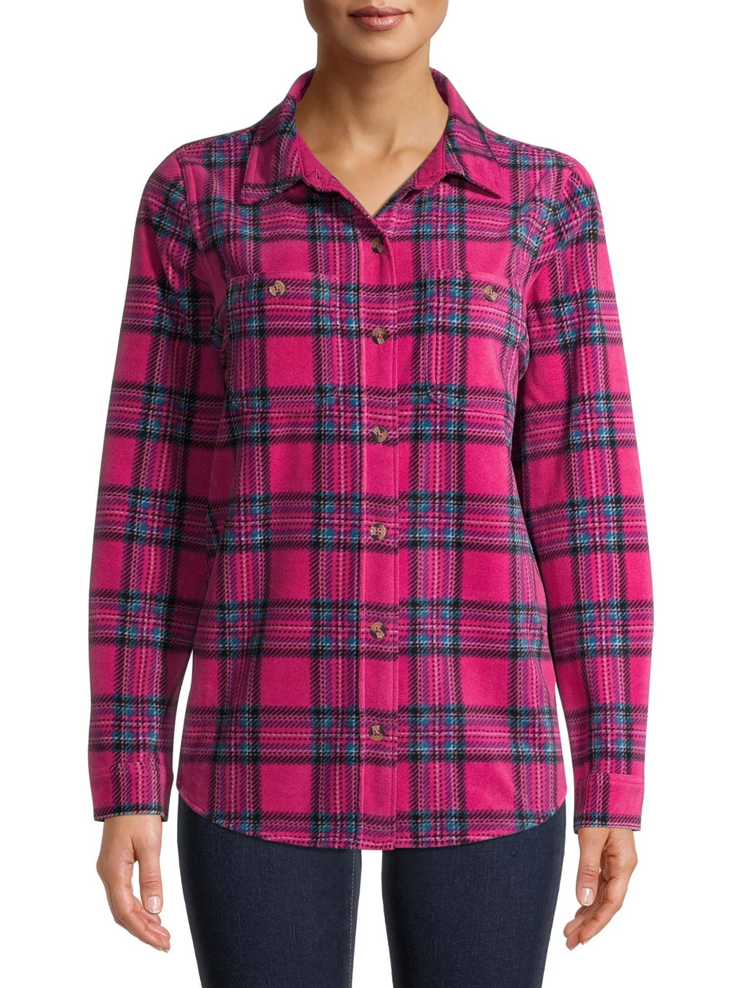 Time and Tru Women's Fleece Shirt Jacket | Walmart (US)