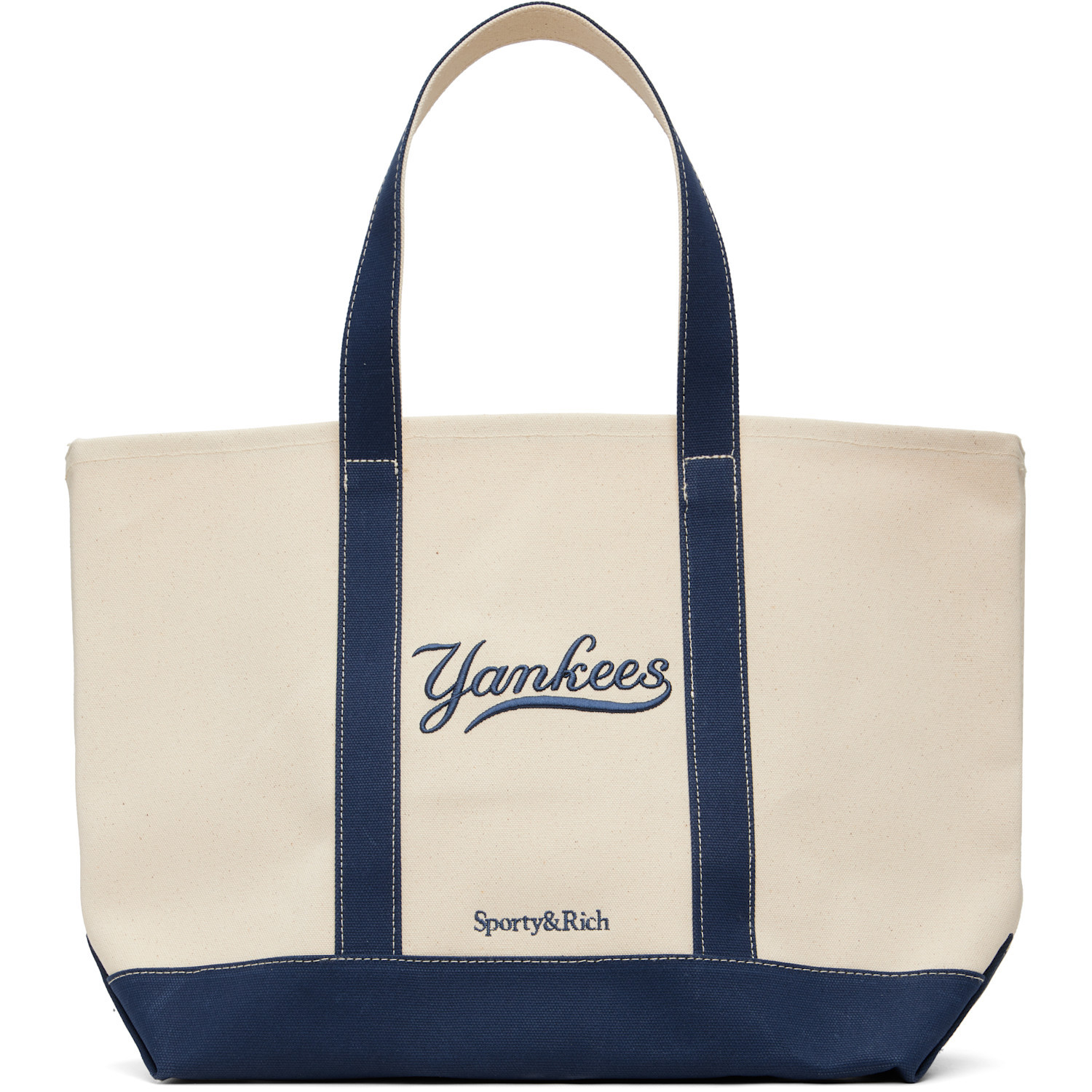 Sporty & Rich Navy & Off-White '47 Edition Yankees Curve Tote | SSENSE