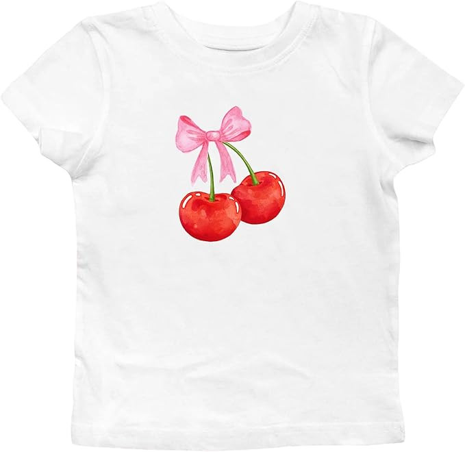 Women Y2K Bow Print T Shirt Cute Graphic Baby Tees Short Sleeve Crop Top E Girls Aesthetic Clothe... | Amazon (US)