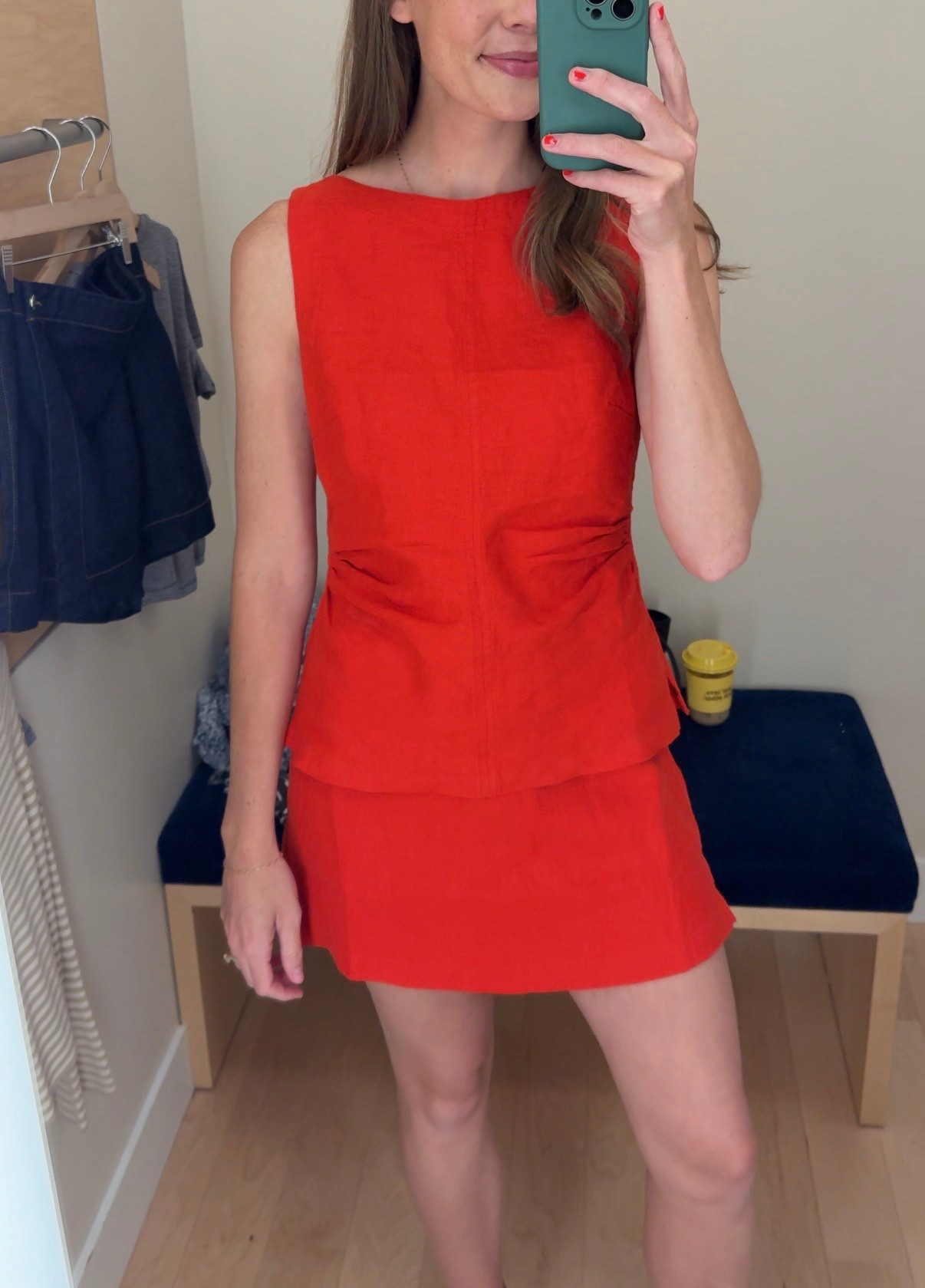 The MOST fun matching linen set! Love the color for summer! 🦞❤️‍🔥 #linen #miniskirt #matchingset #red #madewell #fashioninspo #momstyle #casualchkc 

#LTKootd #LTKmomlife #LTKSeasonal
