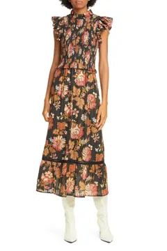 Pascale Floral Smocked Cotton Midi Dress | Nordstrom