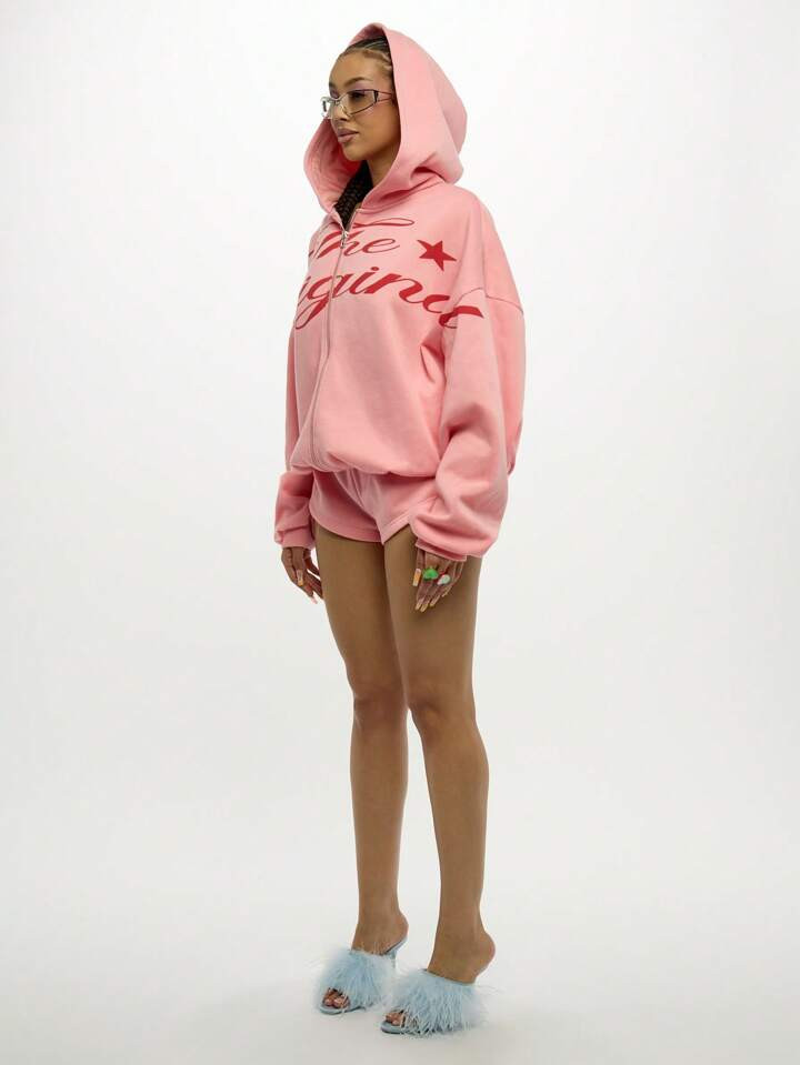 SUMWON WOMEN Sudadera con capucha con cremallera de talla grande, ropa de estar en casa para el i... | SHEIN