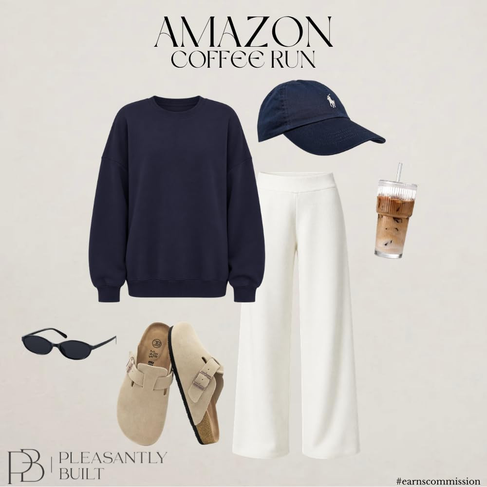 Ran my coffee errands in comfort with this comfy crewneck, pants, and slippers. #coffeerun #comfystyle #amazonfashion #amazonstyle #pleasantlybuilt 

 #LTKootd #LTKmomlife #LTKTravel