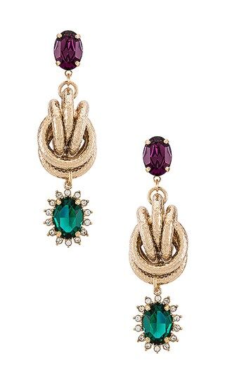 Knot & Charm Earring in Green, Purple & Gold | Revolve Clothing (Global)