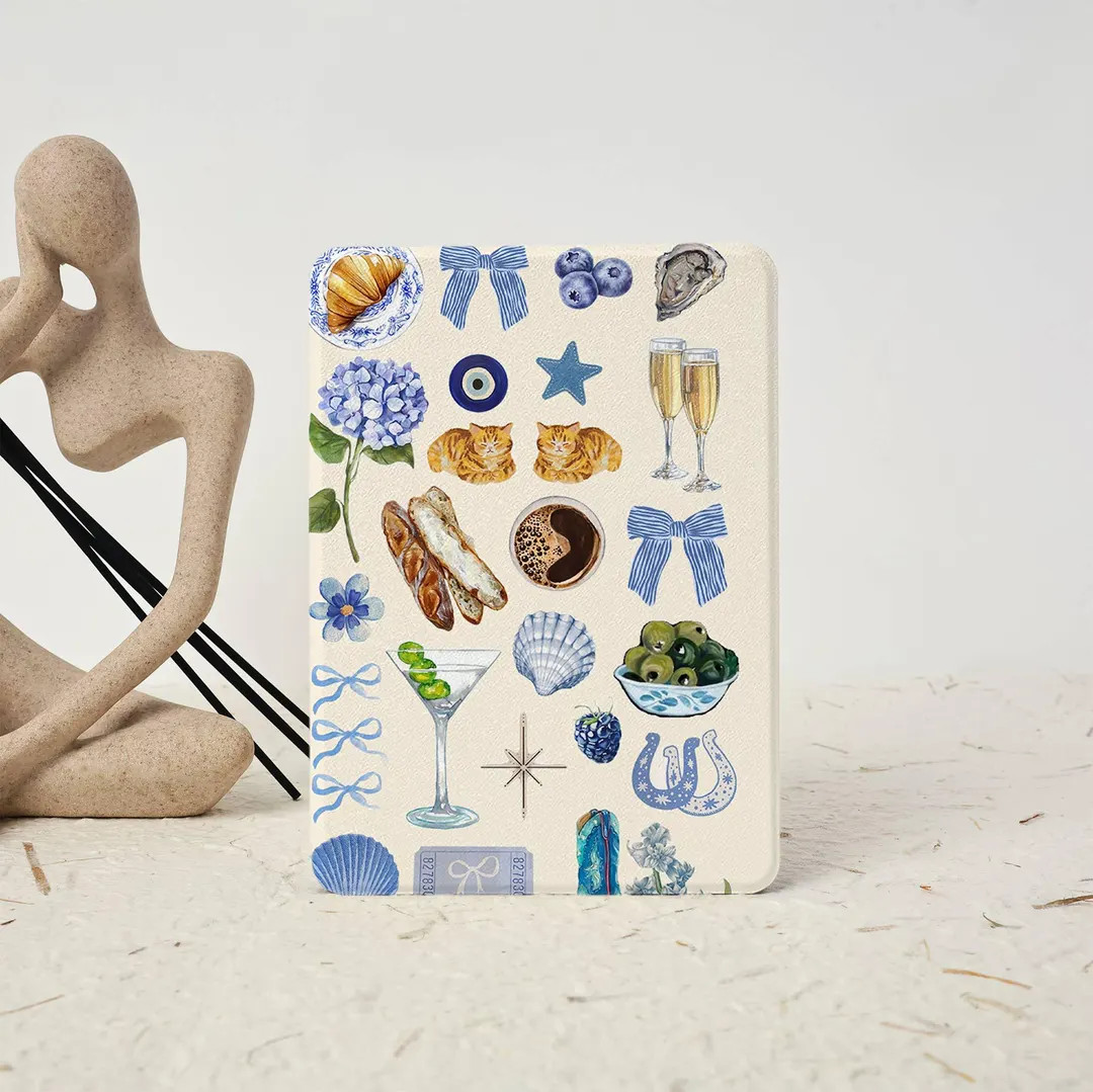 Cute Clipart Collage Kindle Case With Hand Strap for 6"7", Kindle Paperwhite 12/11/10th Gen, Kobo... | Etsy (US)