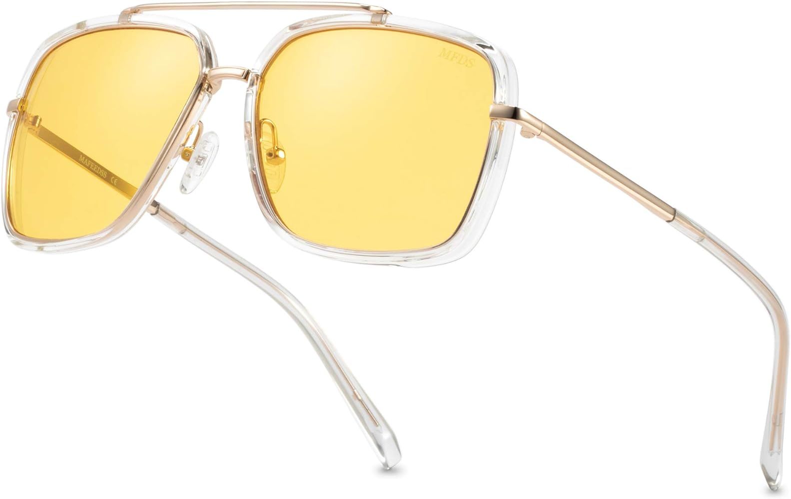 MAFEEDSS Sunglasses for Men and Women Vintage Square Metal Frame Eyeglasses Classic aviator trend... | Amazon (US)