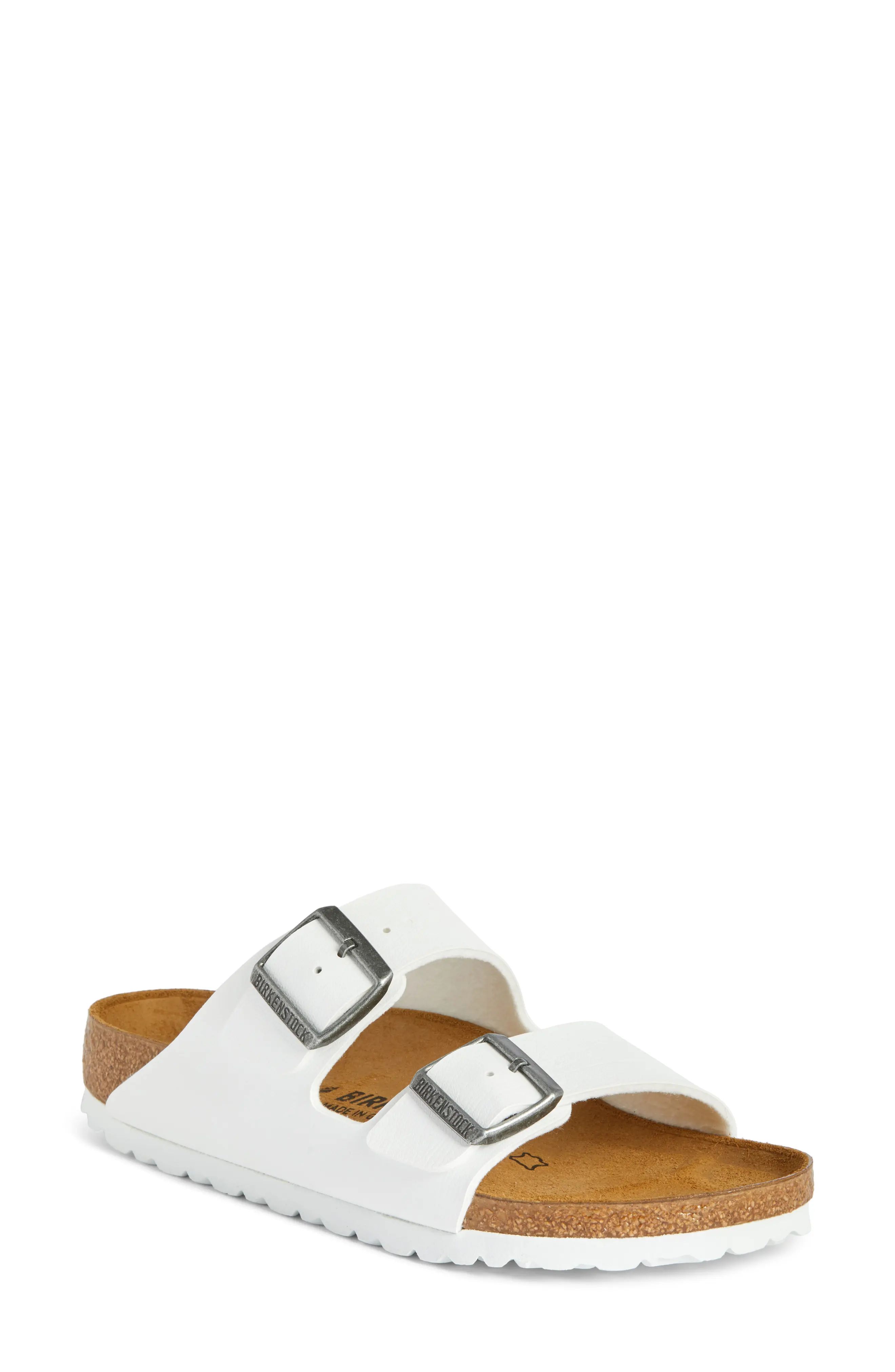 Women's Birkenstock 'Arizona' White Birko-Flor Sandal, Size 5-5.5US / 36EU B - White | Nordstrom