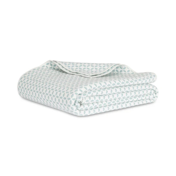 Duck Egg Reversible Leaf Blanket | Coastal Bedding | Coastal Bleu | Coastal Bleu