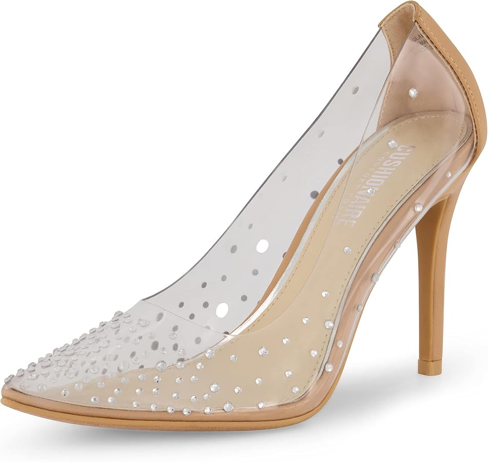 CUSHIONAIRE Women's Glam Clear Rhinestone Dress Pump +Memory Foam | Amazon (US)