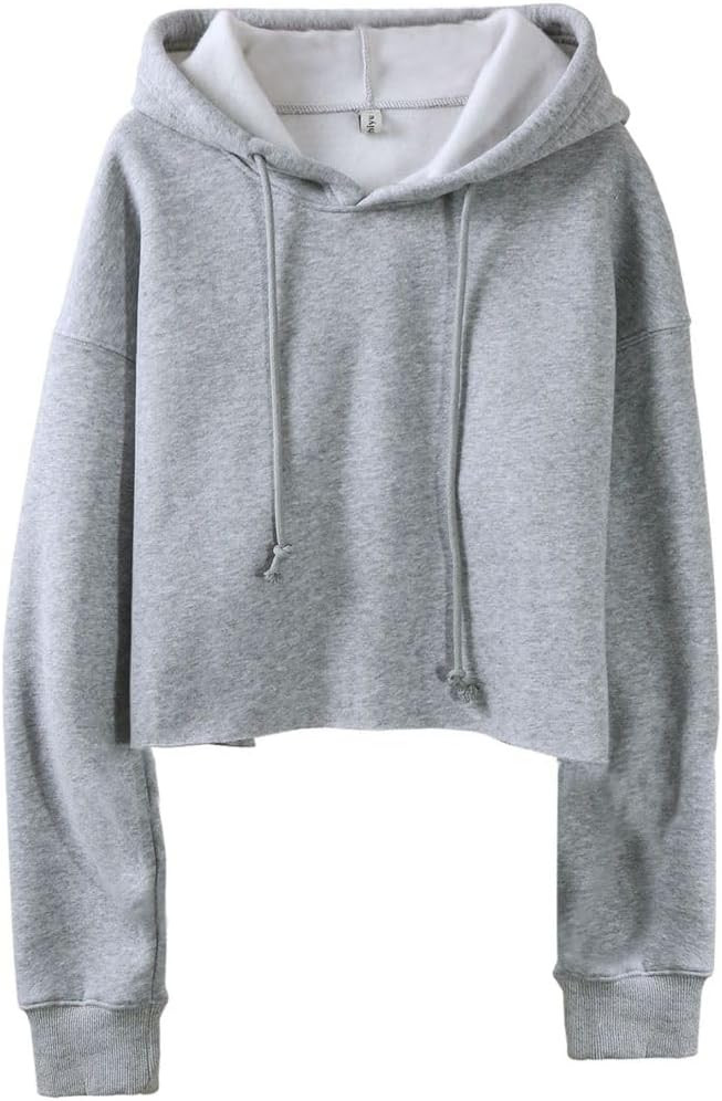 Amazhiyu Women's Cropped Hoodies Long Sleeves Fleece Crop Top Sweatshirt with Hooded | Amazon (US)