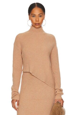 L'Academie Leola Mock Neck Sweater in Camel from Revolve.com | Revolve Clothing (Global)