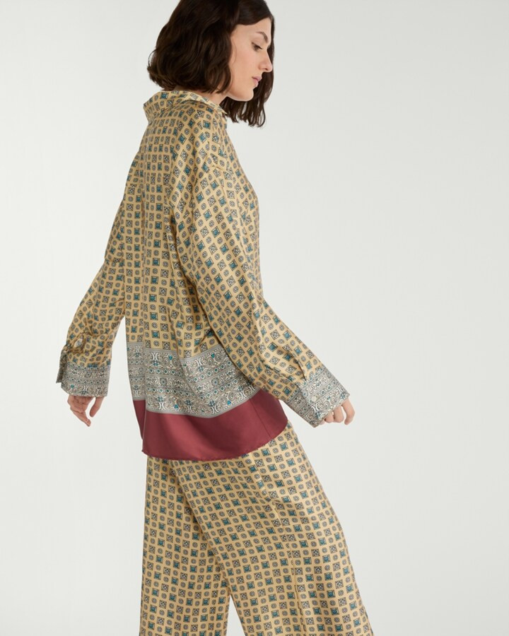 F&F Satin Geometric Print Long Sleeved Co-ord Shirt in Multi | Tesco F&F