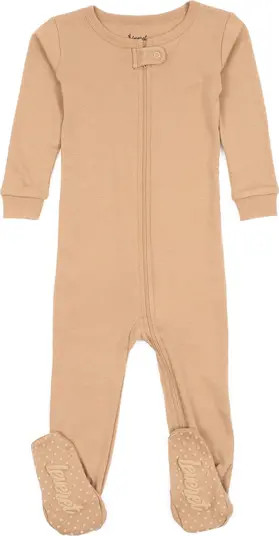 LEVERET Solid Beige Footed Pajamas | Nordstrom | Nordstrom Rack