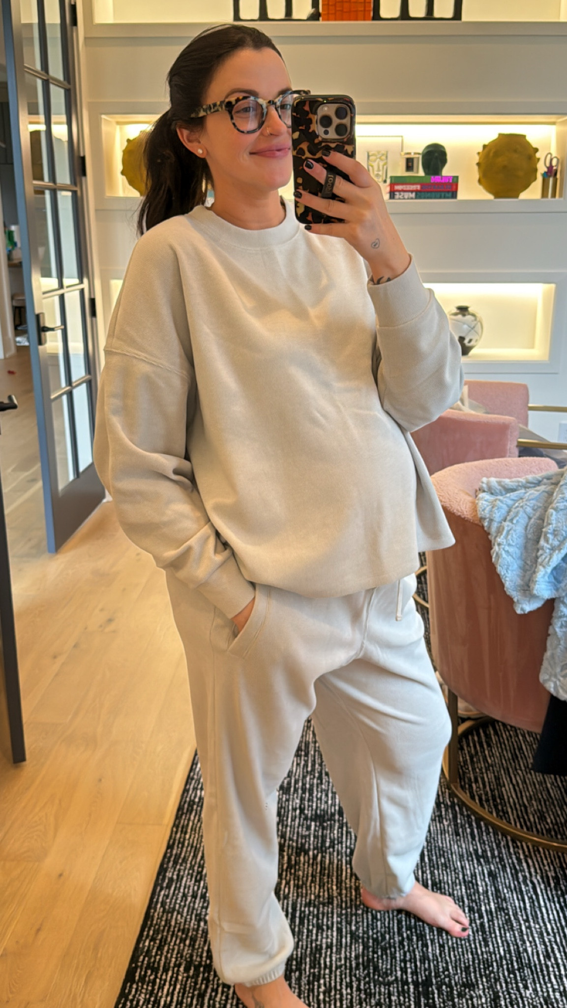 One of the comfiest lounge sets I’ve ever put on my body! I’m in L/XL top+L pants at 31 wks pregnant and they’re plenty oversized! 

#LTKSeasonal #LTKSaleAlert #LTKBump