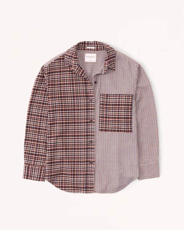 Oversized Colorblock Flannel Shirt Jacket | Abercrombie & Fitch (US)