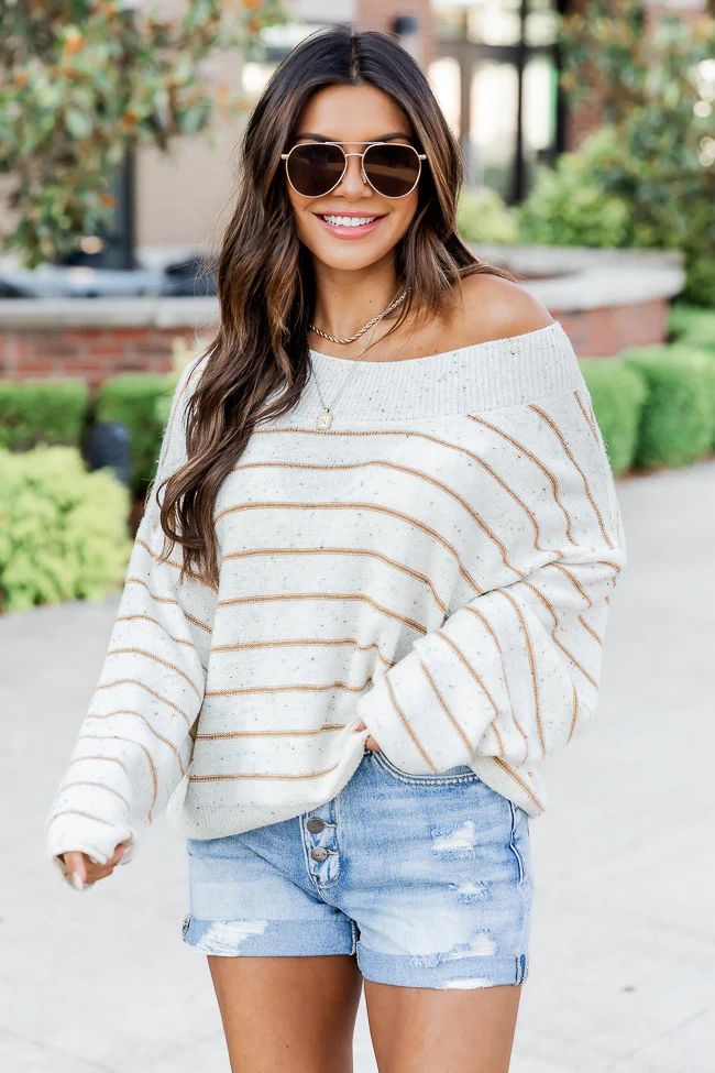 Sprinkle Of Love Wide Neck Striped Sweater | Pink Lily