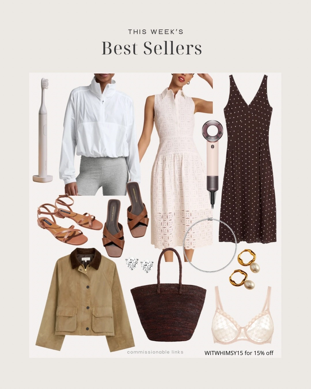 This week’s bestsellers!
Midi dress
Shirt dress
Cropped chore jacket
Athleisure jacket
Raffia tote
Bra
Dyson air dryer for travel 
Summer sandals
Pearl drop earrings

#LTKSeasonal
