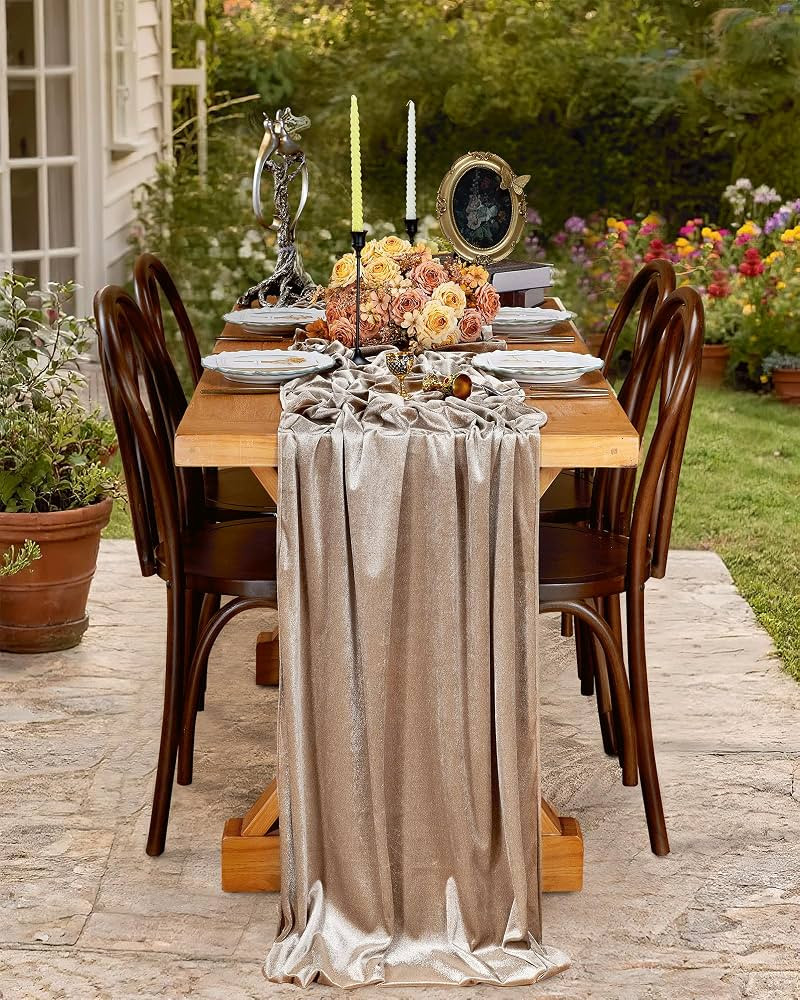 Cream Velvet Table Runner 20 x 120 Inches 10ft Luxurious Table Runners for Wedding New Year Party... | Amazon (US)