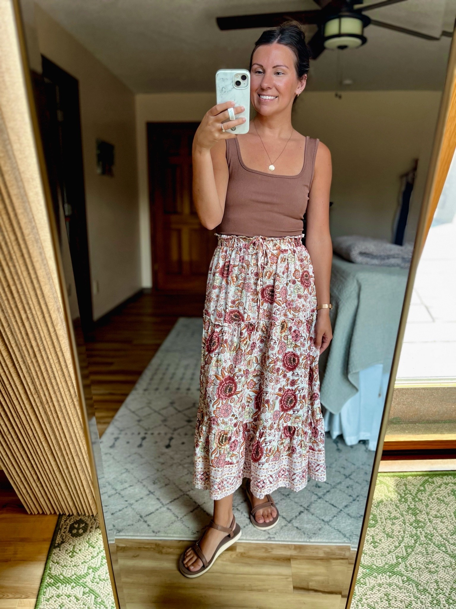 small in my tank (also linked similar) and small in my skirt. My sandals are size 6.

#LTKPetite #LTKmomlife #LTKgrwm