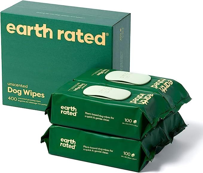 Earth Rated Dog Wipes, Thick Plant Based Grooming Wipes For Easy Use on Paws, Body and Bum, Unsce... | Amazon (US)