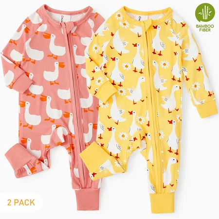 PatPat Baby Girl Clothes Unisex Viscose from Bamboo Footless Zip Sleepwear Long Sleeve Snug Fit Baby Pajamas for Newborn Infant Boys Girls Baby Gifts Sleeper 2Pack,0-3 Months | Walmart (US)