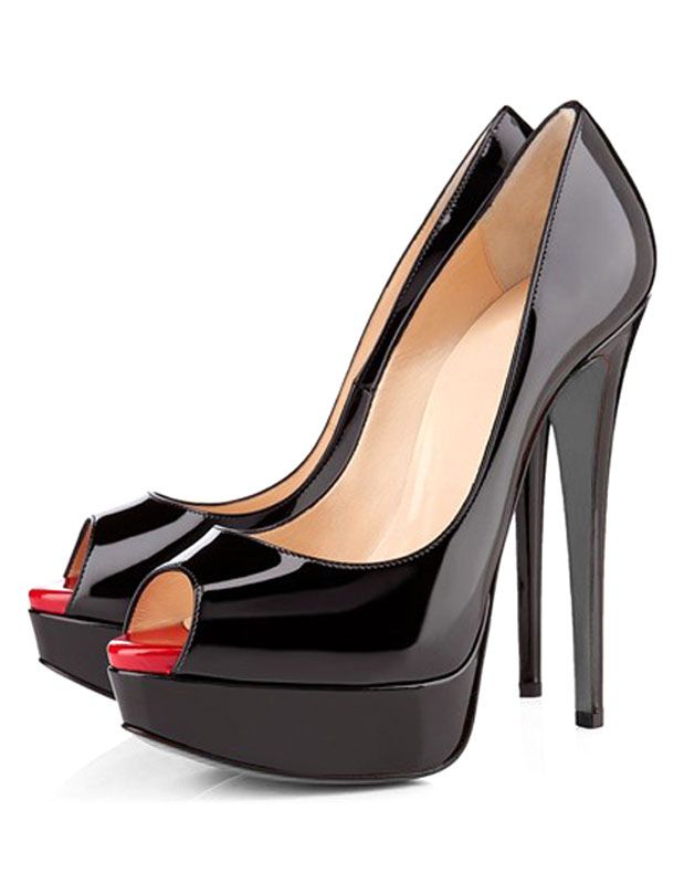 Women Black Sexy Peep Toe Platform Pumps Stiletto High Heel Shoes | Milanoo