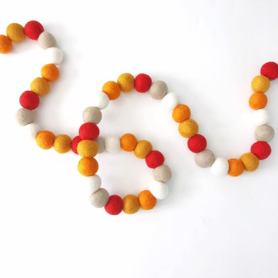 Fall Felt Ball Garland | Fall Decorations | Fall Home Decor | Pumpkin Spice | Happy Fall Y'all | ... | Etsy (US)