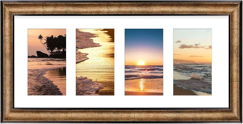 Golden State Art, 8x20 Antique Gold Photo Collage Frame with White Mat displays (4) 4x6 Pictures ... | Amazon (US)
