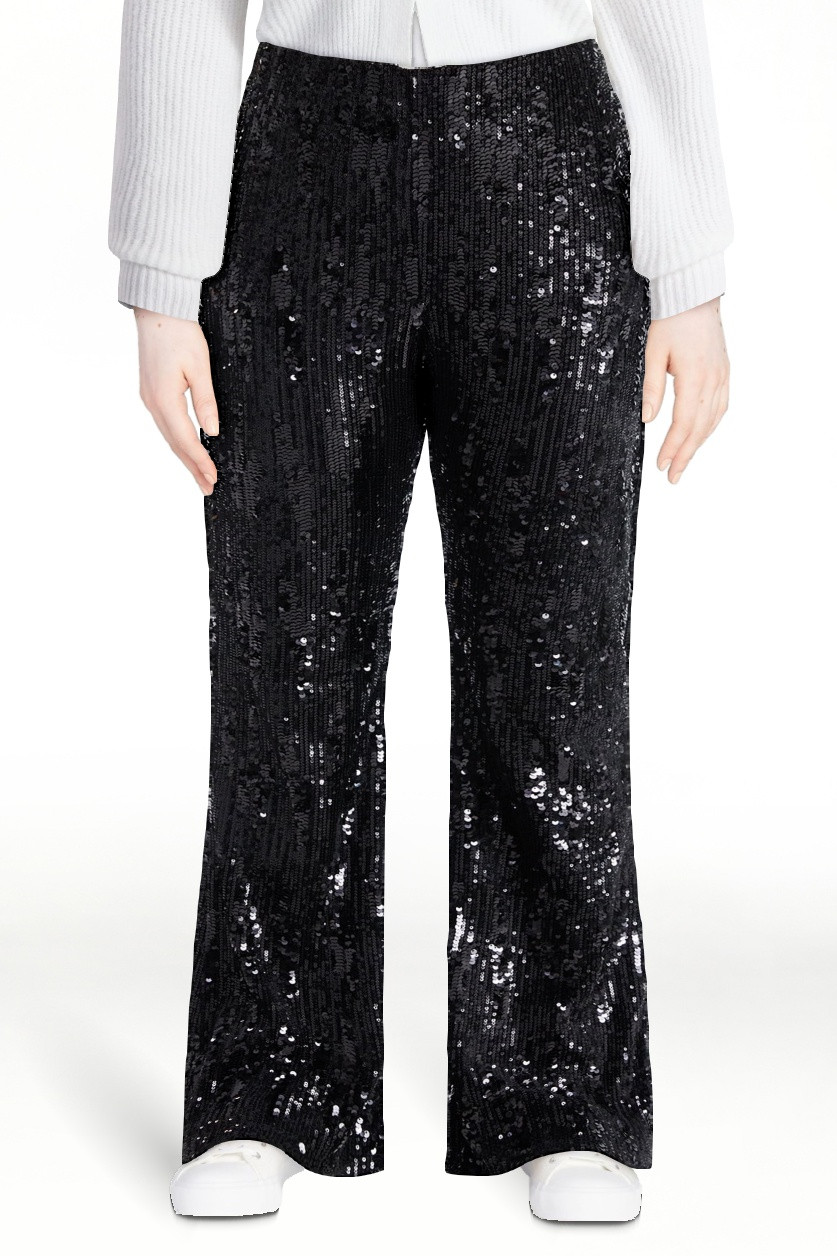 No Boundaries Sequin Flare Pants, Women's and Women's Plus | Walmart (US)
