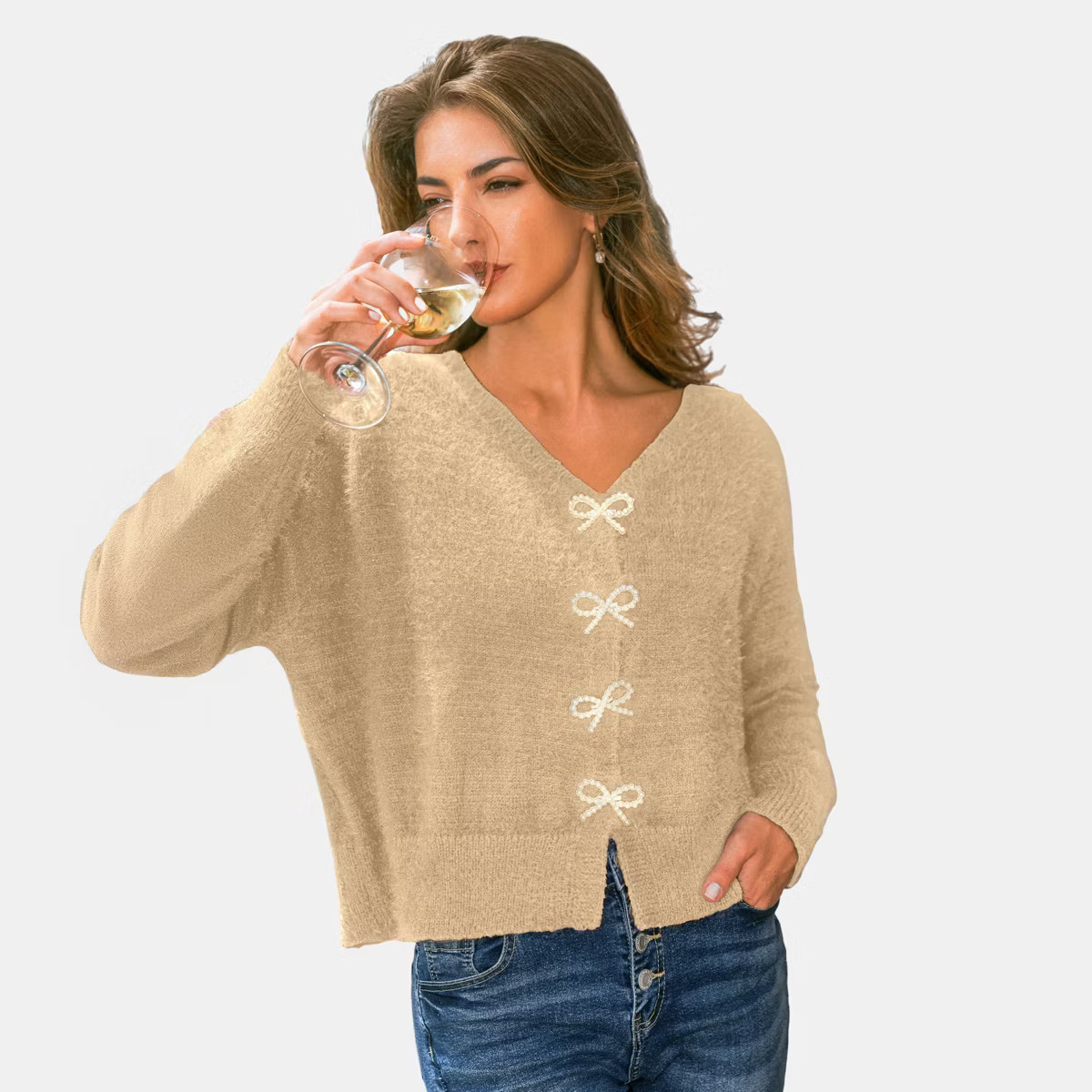 Women's Cozy Bow-Adorned Cardigan Sweater - Cupshe | Target