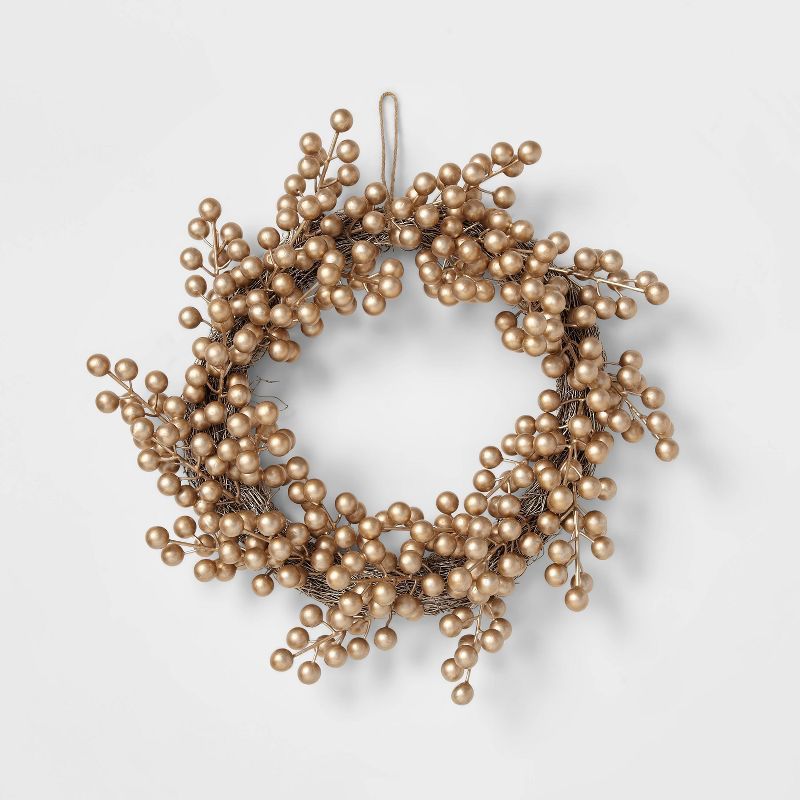 21&#34; Gold Berry Artificial Christmas Wreath - Wondershop&#8482; | Target