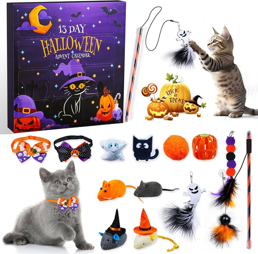 Halloween Advent Calendar for Cat, 13 Day Halloween Cat Toys Countdown Gift with Halloween Catnip... | Amazon (US)