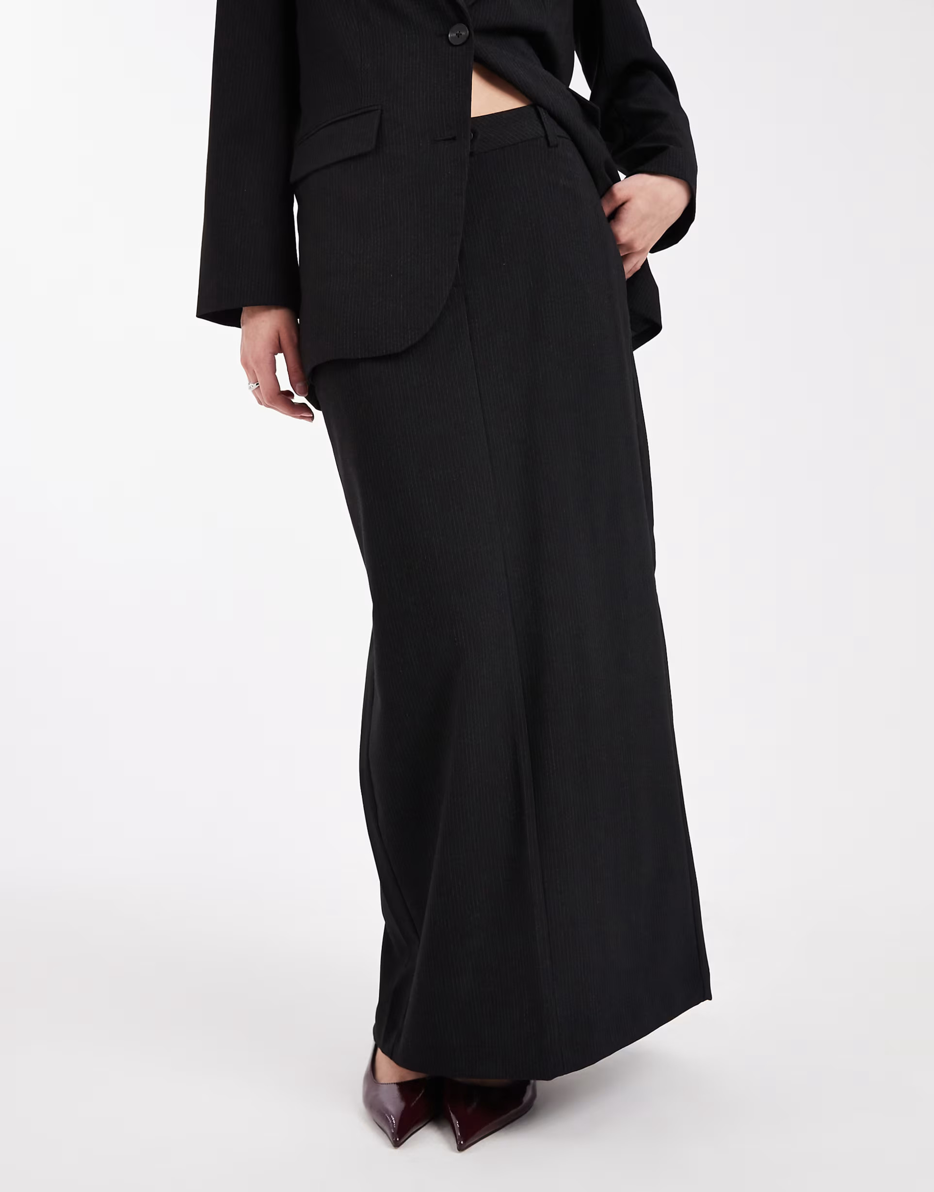 Vero Moda tailored maxi skirt co-ord in black and white pinstripe | ASOS | ASOS (Global)