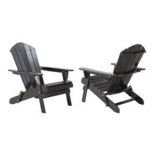 Patio Black Folding Wood Adirondack Chair (2-Pack) | The Home Depot