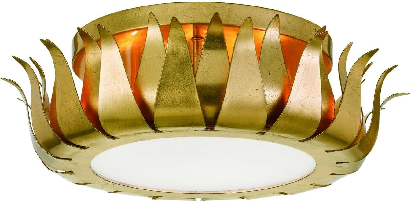 Broche 3 Light Antique Gold Flush Mount Ceiling Lamp | Amazon (US)